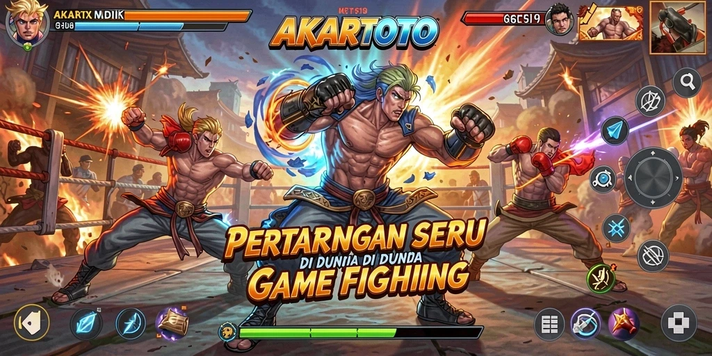 Gameplay seru AKARTOTO dengan pertarungan karakter unik.