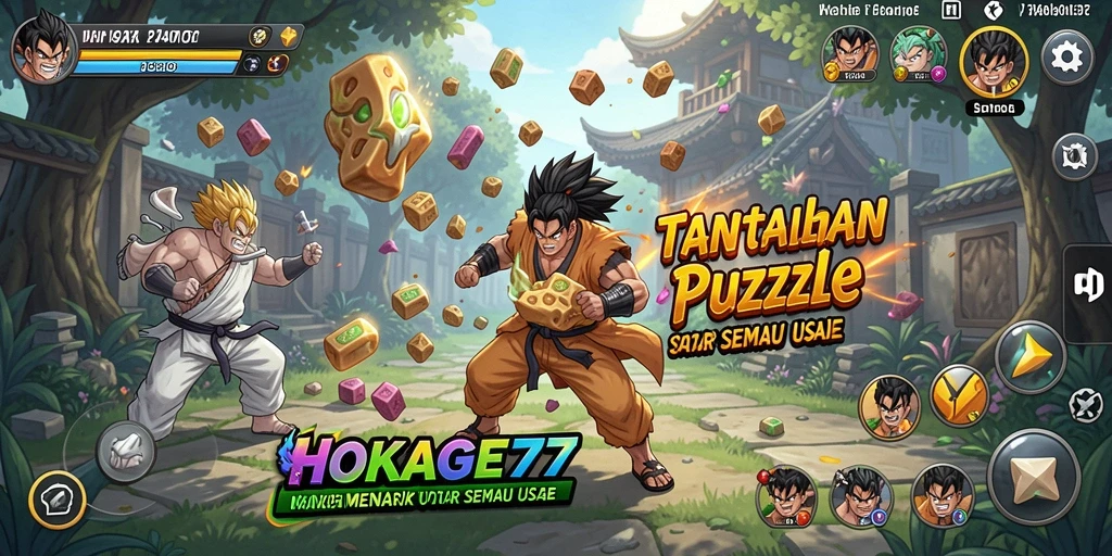 Screenshot gameplay HOKAGE77 menampilkan tingkat kesulitan dan tantangan puzzle.