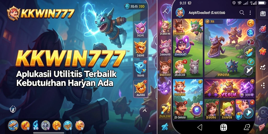 Screenshot tampilan utama aplikasi KKWIN777 yang menampilkan fitur utilitas.
