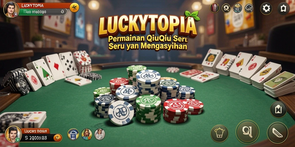 Tampilan gameplay LUCKYTOPIA dengan fitur QiuQiu yang menarik.