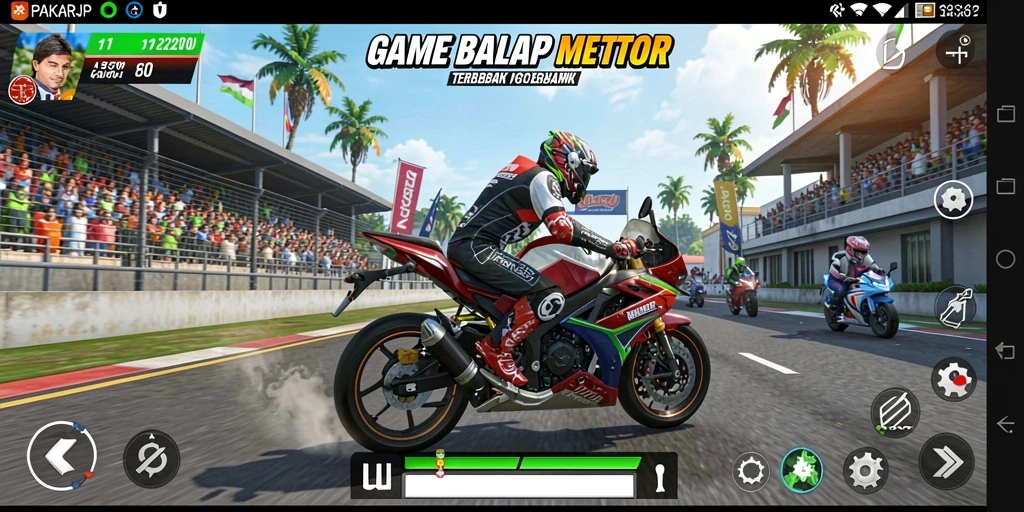 Screenshot gameplay <strong>PAKARJP</strong> dengan balapan seru di trek menantang.