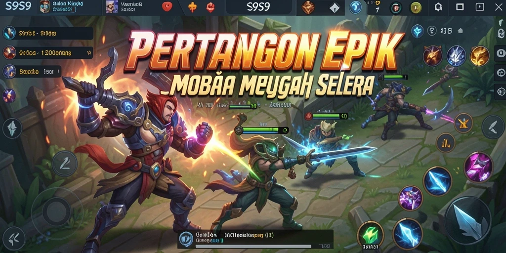Screenshot gameplay S9S9 menampilkan pertempuran seru antar karakter.
