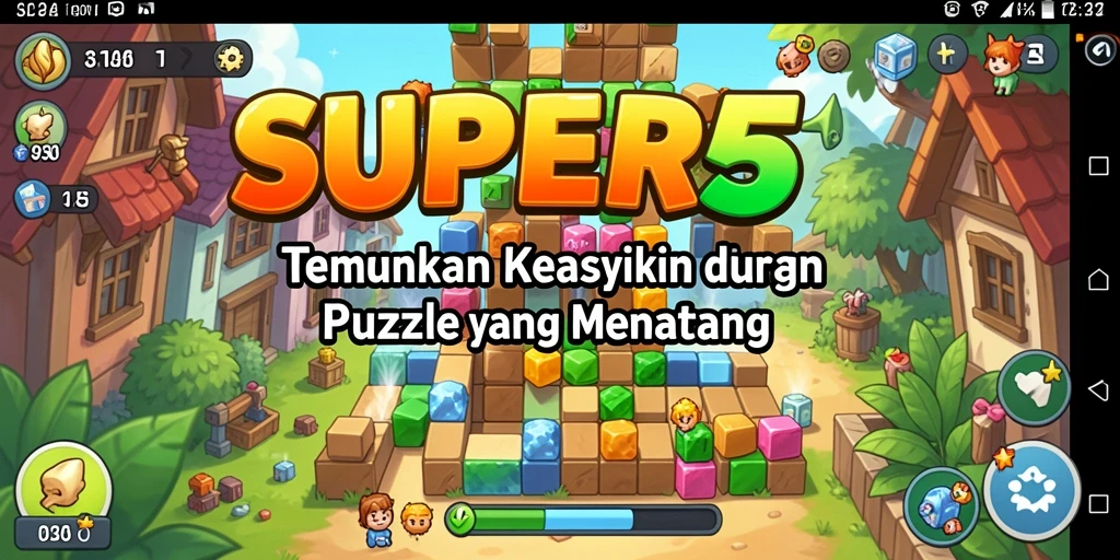 Tampilan gameplay SUPER5 yang menarik dan menantang melalui puzzle.